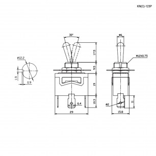 KN3(C)-123P (on)-off-(on) тумблер RUICHI даташит схема