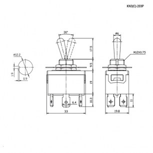 KN3(C)-203P on-off-on тумблер RUICHI даташит схема