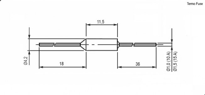 Termo fuse 105*C 15A axial термопредохранители RUICHI даташит схема