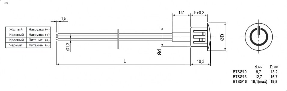 BTS 7-12V WHITE ф16 Dimming сенсорная кнопка RUICHI даташит схема