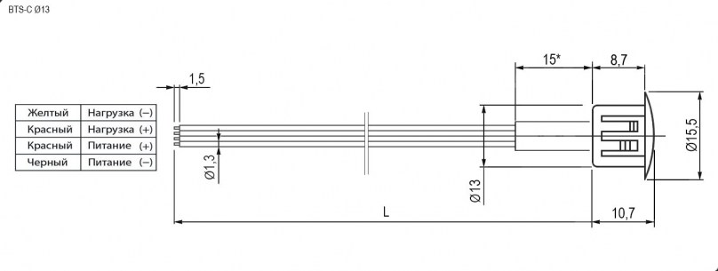 BTS-C 12V ф13 Dimming сенсорная кнопка RUICHI даташит схема