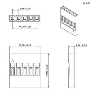 BLS-20 + Terminal штыри и гнезда для плат 2.54мм RUICHI даташит схема