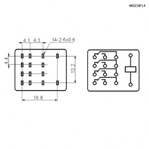 4453(18F)-4 (HH54P) 5A реле электромагнитное RUICHI даташит схема