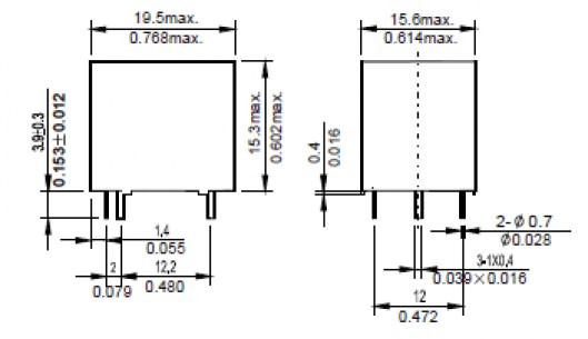 NT73-2-C-15-DC5V-0.36 FORWARD реле электромагнитное FORWARD схема фото