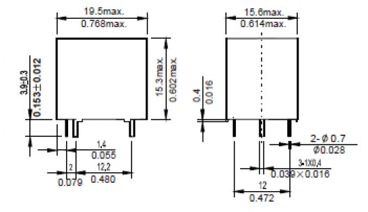 NT73-2-C-15-DC5V-0.36 FORWARD реле электромагнитное FORWARD даташит схема