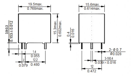 NT73-2-CS-10-DC24V-0.36 реле электромагнитное FORWARD даташит схема