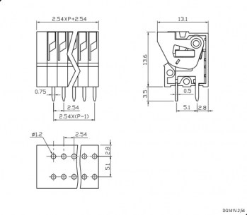 DG141V-2.54-04P-14-00A(H) клеммники degson DEGSON даташит схема