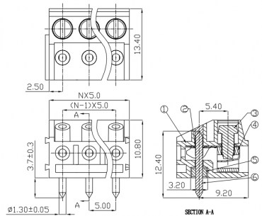 DG332K-5.0-03P-12-00A(H) клеммники degson DEGSON даташит схема