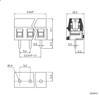 DG128-5.0-03P-14-00A(H) клеммники degson DEGSON даташит схема