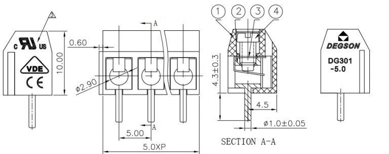 DG301-5.0-02P-12-00Z(H) клеммники degson DEGSON даташит схема