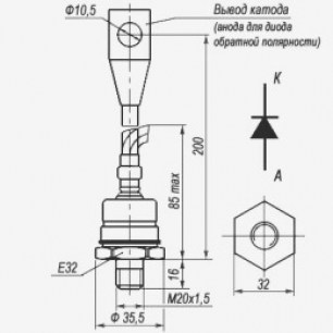 Д161-200-16 (2020г) диод силовой ПРОТОН-ЭЛЕКТРОТЕКС даташит схема