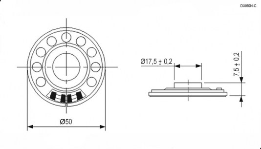 DXI50N-C 0.25W 150ohm динамики RUICHI даташит схема