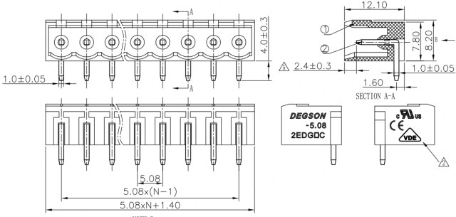 2EDGRC-5.08-02P-14-00Z(H) клеммники degson DEGSON даташит схема