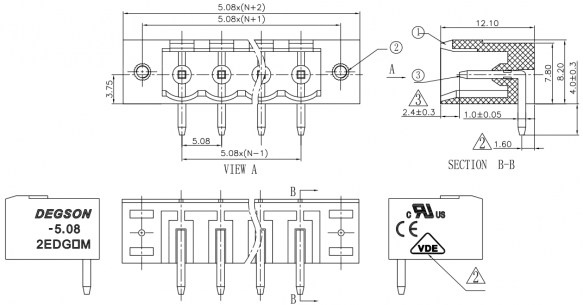 2EDGRM-5.08-05P-14-00A(H) клеммники degson DEGSON даташит схема