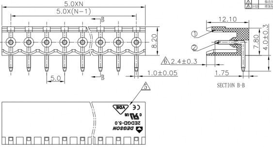 2EDGR-5.0-10P-14-00Z(H) клеммники degson DEGSON даташит схема