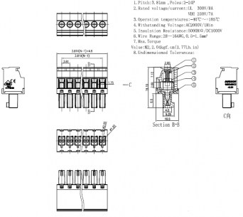 15EDGKB-3.81-08P-14-100A(H) клеммники degson DEGSON даташит схема