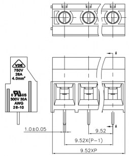 DG950-9.5-02P-14-00A(H) клеммники degson DEGSON даташит схема