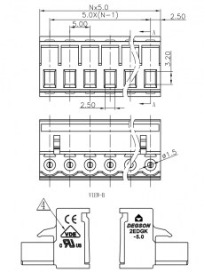 2EDGK-5.0-08P-14-00A(H) клеммники degson DEGSON даташит схема
