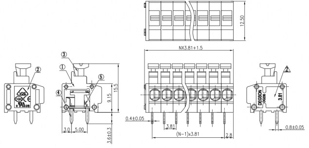 DG235-3.81-02P-11-00A(H) клеммники degson DEGSON даташит схема