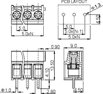 DG302-5.0-03P-14-00A(H) клеммники degson DEGSON даташит схема