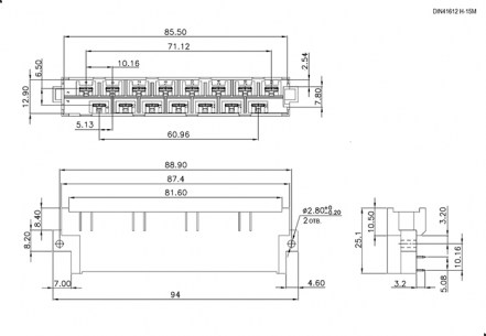 DIN41612 H-15M разъем RUICHI даташит схема