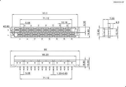 DIN41612 H-15F разъем RUICHI даташит схема