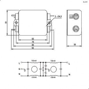 DL-3K1 сетевые фильтры RUICHI даташит схема