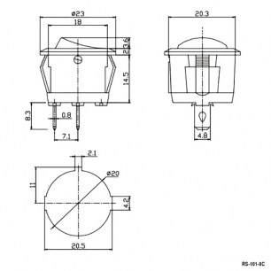 RS-101-9C ON-OFF клавишный переключатель RUICHI даташит схема