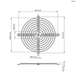 Решетка 170x170mm решетки для вентиляторов RUICHI схема фото