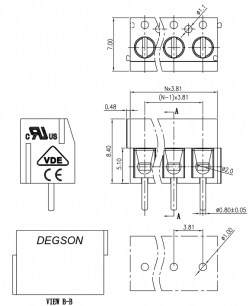 DG340-3.81-02P-12-00A(H) клеммники degson DEGSON даташит схема