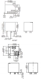 NT90T-N-C-S-DC24V-S-B-0.9 реле электромагнитное FORWARD даташит схема