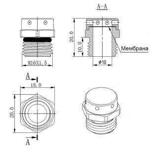 M16X1.5 PA66 WHITE клапан выравнивания давления RUICHI даташит схема