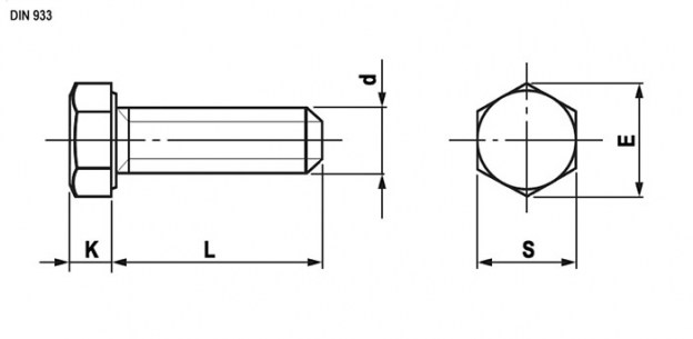 Болт DIN 933 3x10 PA66 RUICHI даташит схема