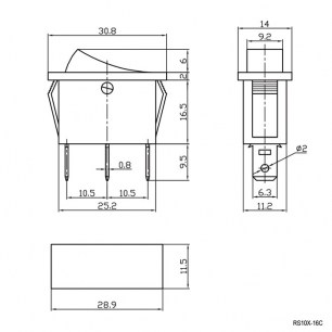 RS-103-16C ON-OFF-ON клавишный переключатель RUICHI даташит схема