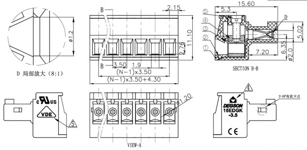 15EDGK-3.5-04P-14-00S(H) клеммники degson GAOSONG даташит схема