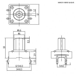 KAN1211-1801B 12x12x18 mm тактовая кнопка RUICHI даташит схема