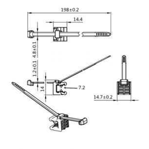 198х4.8 с фиксатором 01 black кабельные стяжки специальные RUICHI даташит схема