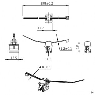 198х4.8 с фиксатором 04 black кабельные стяжки специальные RUICHI даташит схема