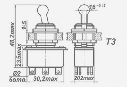 Т-3 (2021г) тумблеры СЗР даташит схема