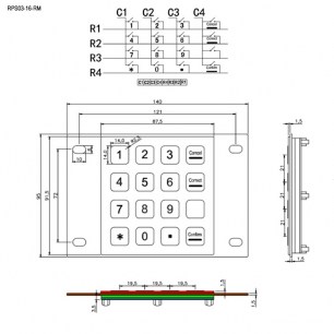 Клавиатуры RPS03-16-RM pin RUICHI даташит схема