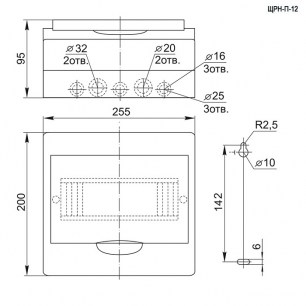 ЩРН-П-12 навесной, прозрачный, IP40 распределительный щит RUICHI даташит схема