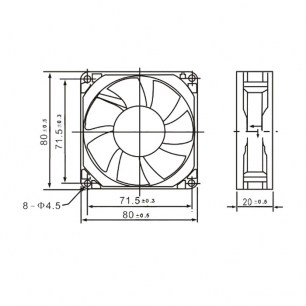 RQD 8020MS 12VDC вентилятор TIDAR даташит схема