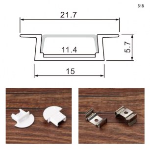 врезной алюминиевый 618-2, 2м профиль для светодиодной ленты RUICHI даташит схема