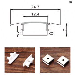 врезной алюминиевый 508-2, 2м профиль для светодиодной ленты RUICHI даташит схема