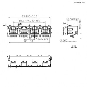 TJ9-8P8-04 LED разъем RUICHI даташит схема