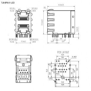 TJ9-8P8-01 LED разъем RUICHI даташит схема