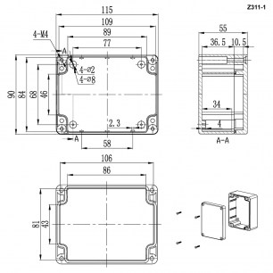 Z311-1 (115x90x55) корпус для рэа ZTM-ELECTRO даташит схема