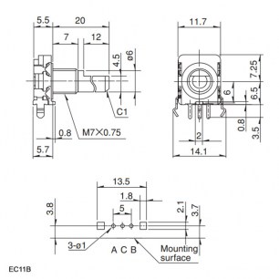 EC11B 30/15 20mm энкодер RUICHI даташит схема