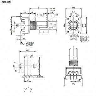 PEC11R 24/24 15mm pushpin энкодер RUICHI даташит схема