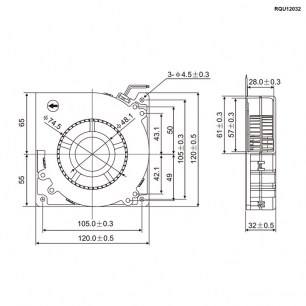 RQU12032MS 12VDC вентилятор улитка RUICHI даташит схема